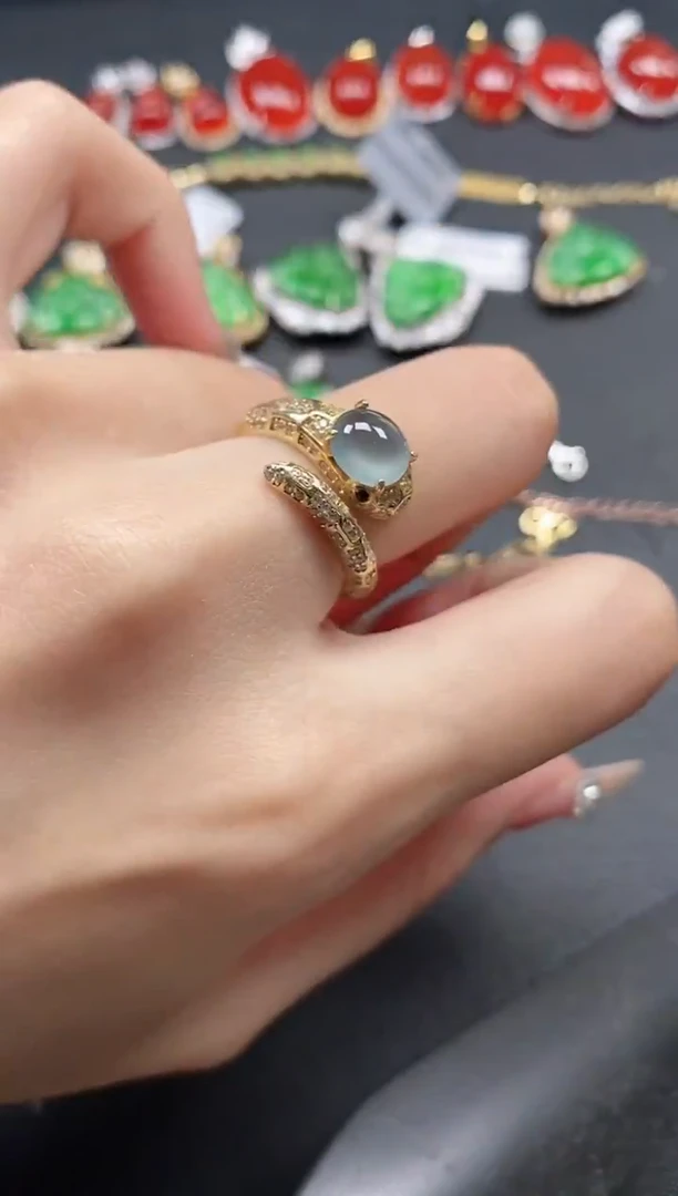 银S925镶嵌戒指翡翠15511