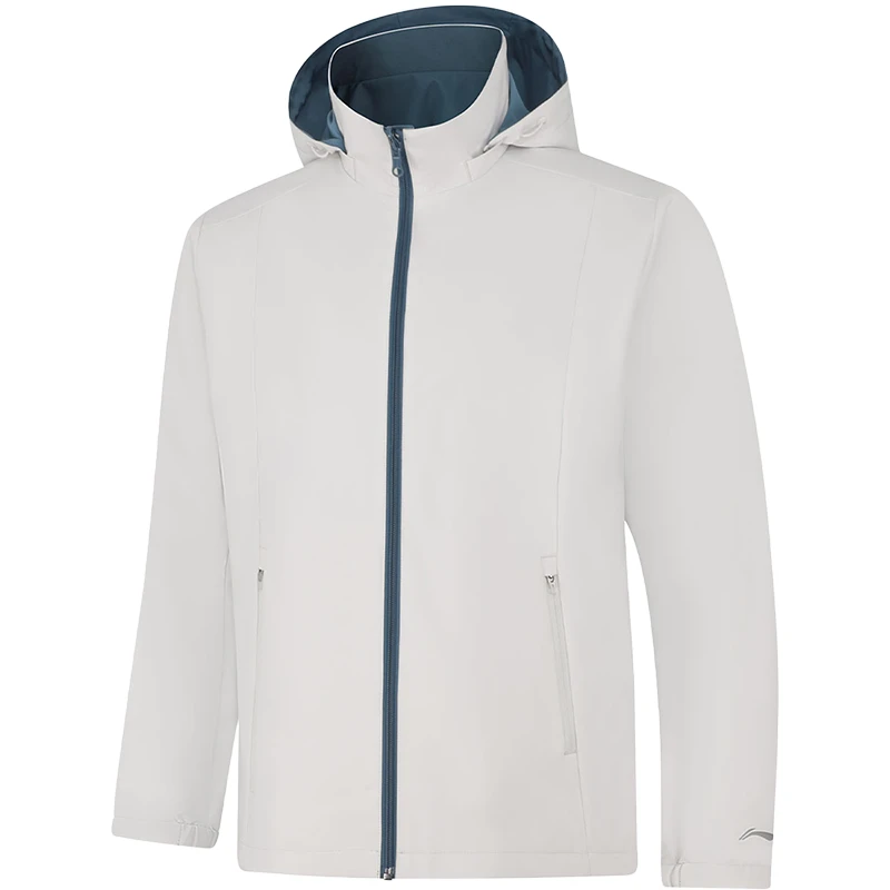 李宁男子运动风衣秋季连帽可拆卸双面穿常规开衫外套AFDUA15-