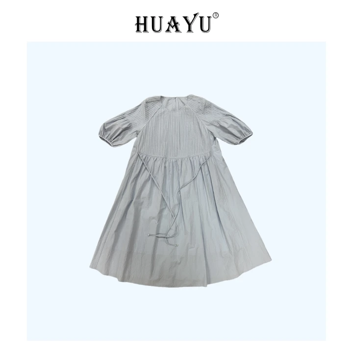 2025夏季新款显瘦连衣裙百搭气质纯色收腰连衣裙Hs83830