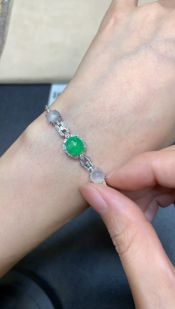 【闪购商品】翡翠手链18K金镶嵌【无鉴赏期