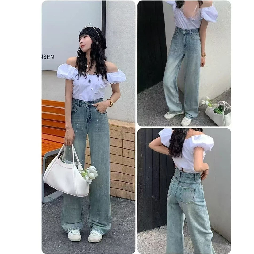 【锦衣服饰】QQ 004（8014）弹力满天星烫钻筒裤