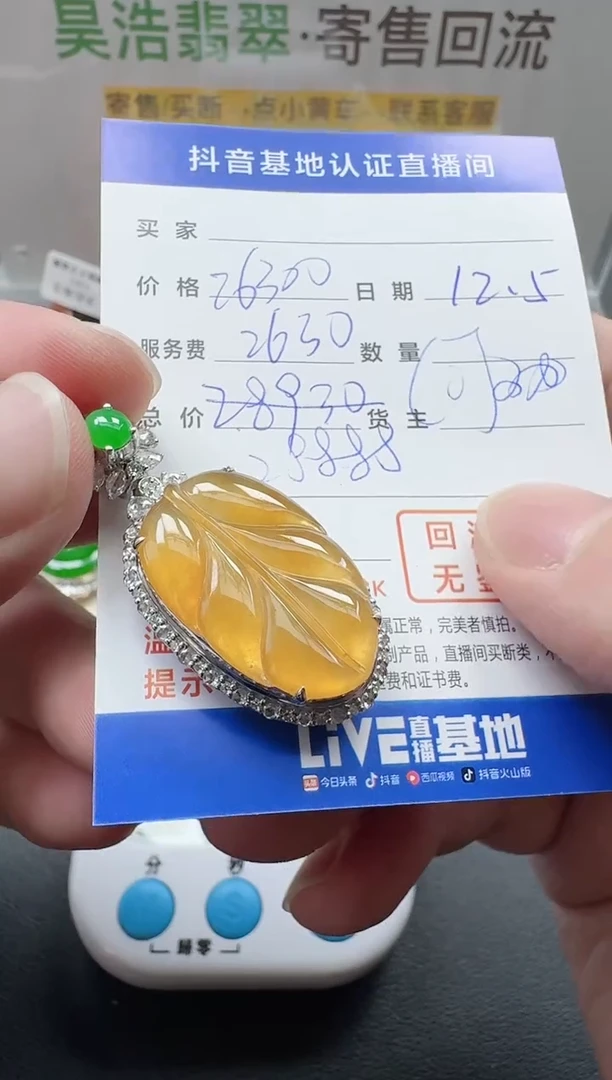 颈饰18K金镶嵌翡翠寄售回流，24小时鉴赏期