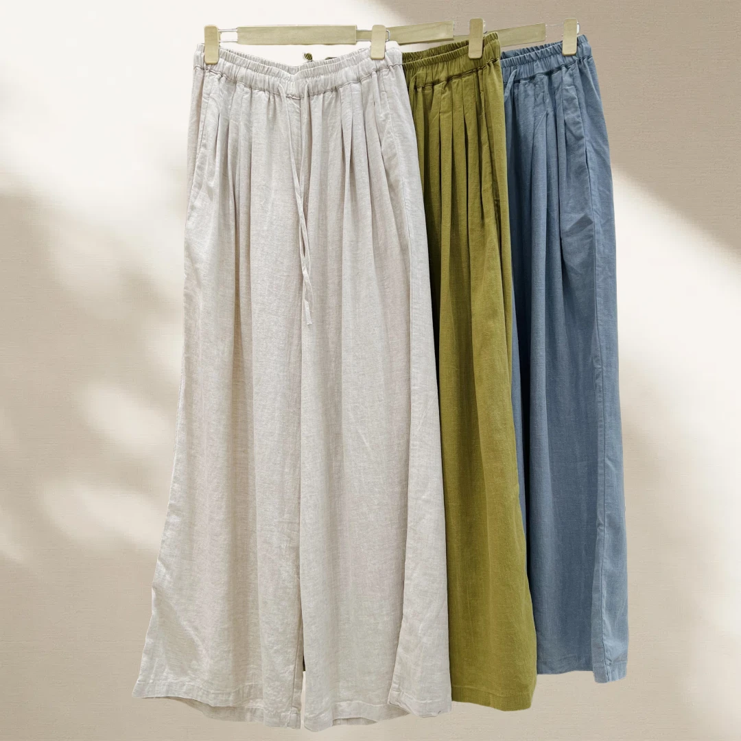 2025夏季新中式阔腿裤显瘦长裤休闲裤百搭790