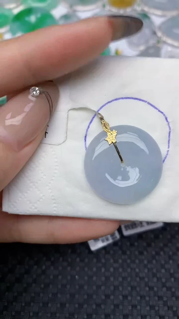 颈饰18K金镶嵌翡翠天然缅甸翡翠a货百元以上9元证书费自理