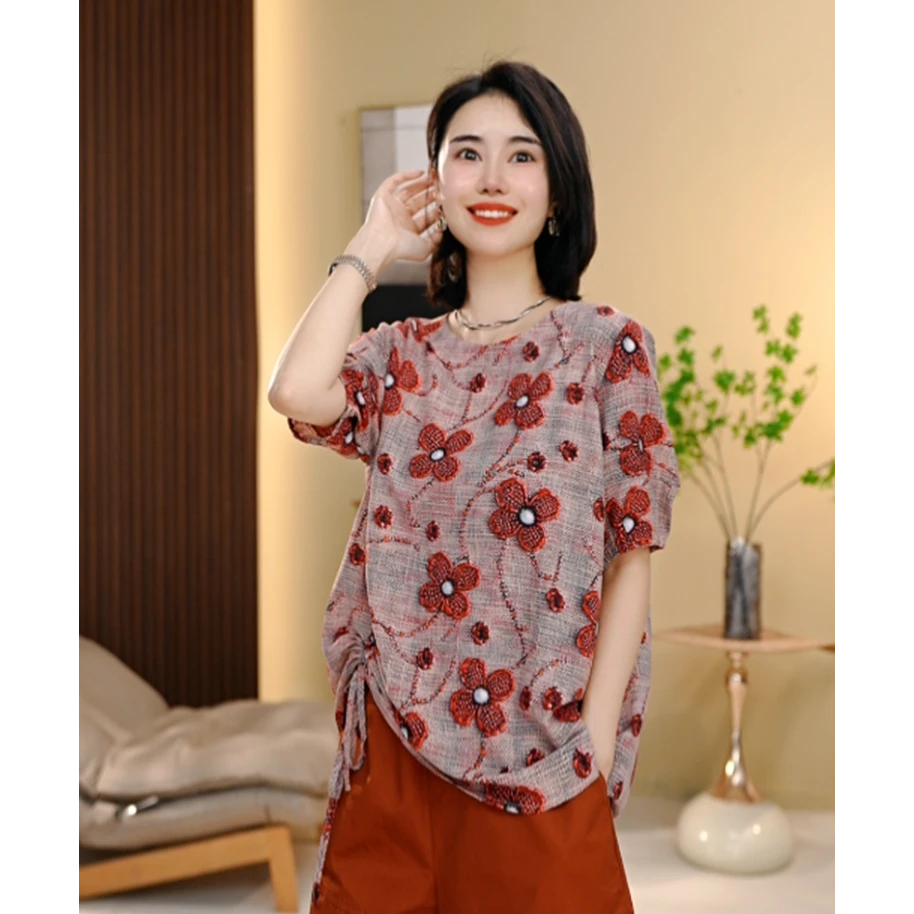 BEIJU 2025新款时尚气质百搭显瘦轻奢洋气设计感印花衬衫7238