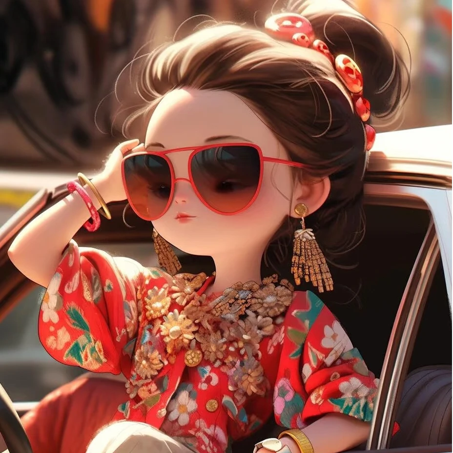 富婆包车【欧七潮玩·对对碰】居家摆件 欧气满满 黑金不开