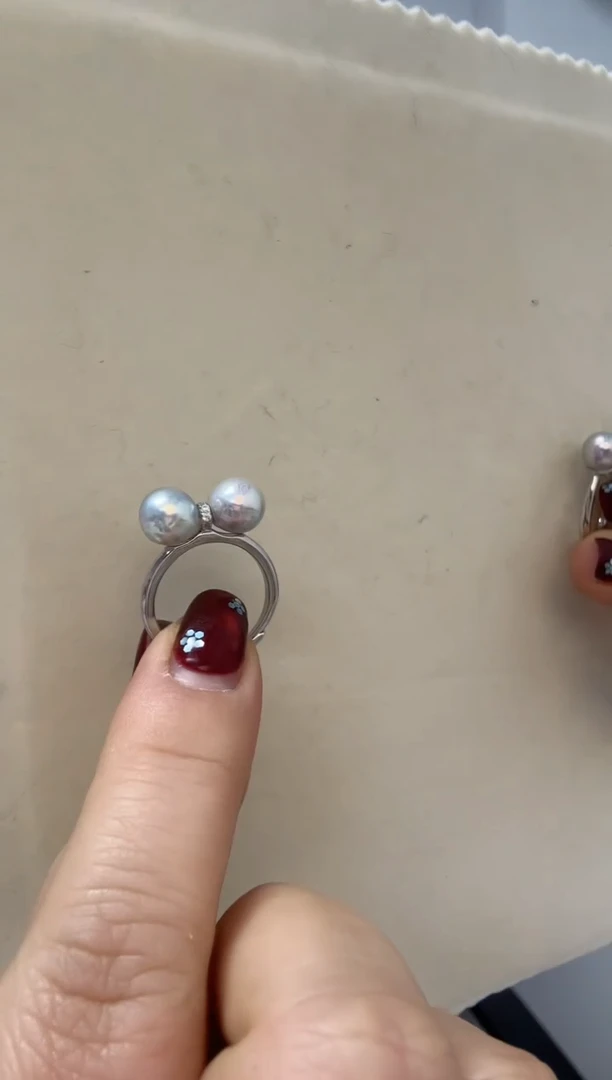 未镶嵌戒指海水珍珠akoya真多麻无调7.8-8mm+S925银戒指