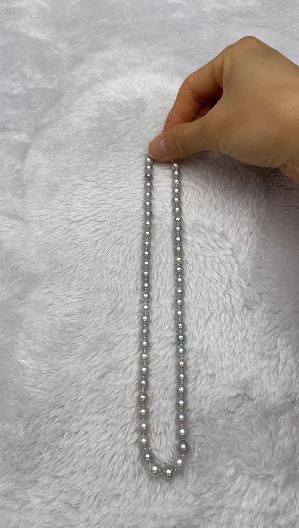 项链银S925镶嵌海水珍珠AK真多麻6.5-7mm