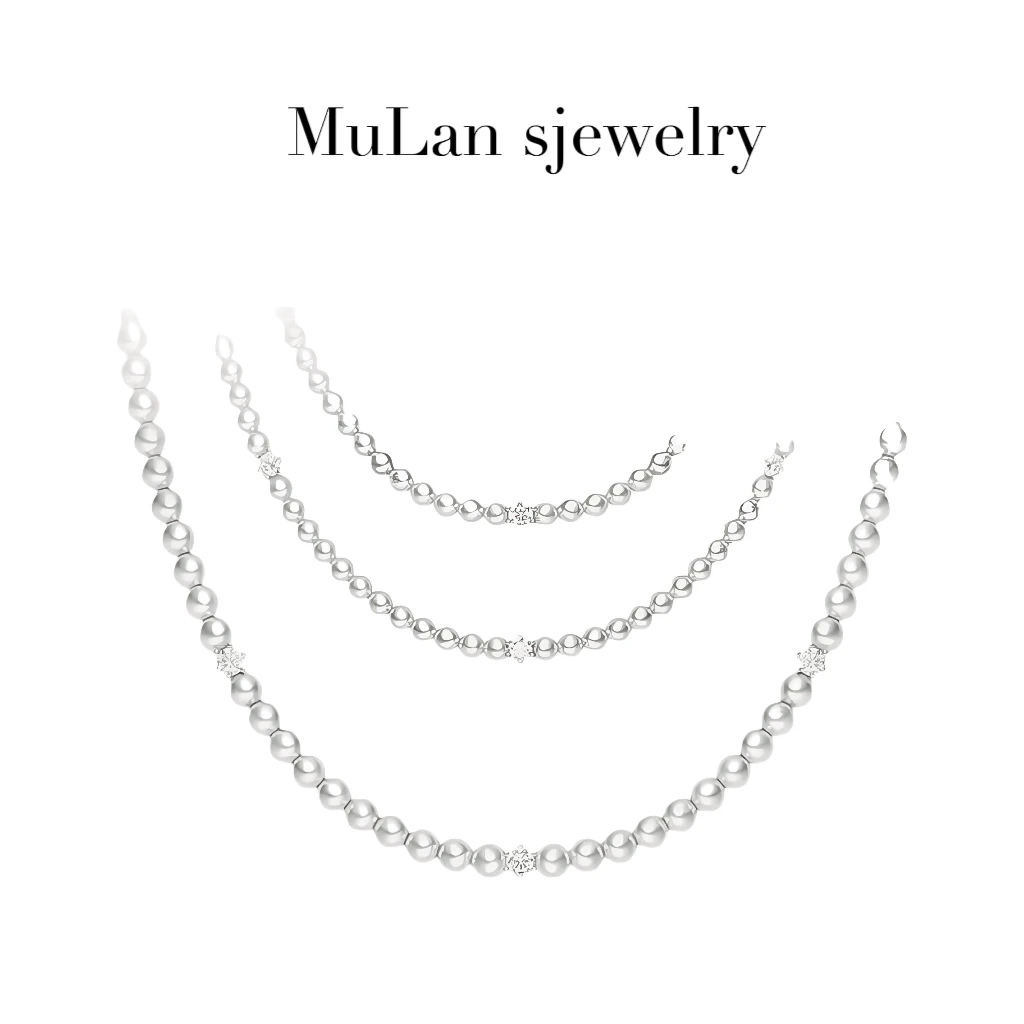 合金项链 Mulan sjewerly法式高级感拼接璀璨锆石简约链条长款叠