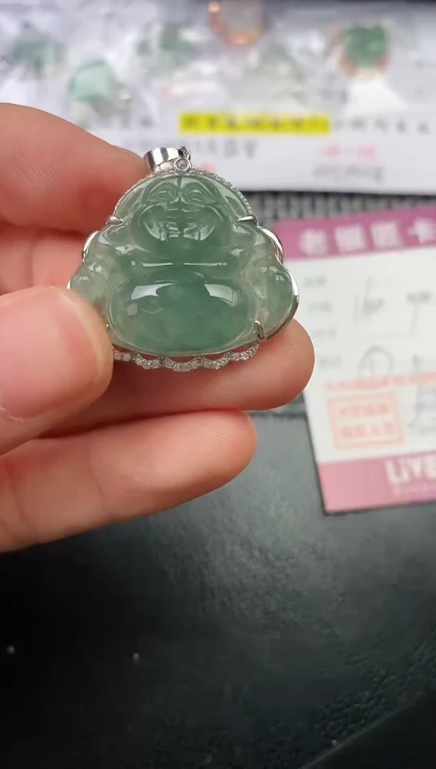 颈饰银S925镶嵌翡翠喵*三挂件