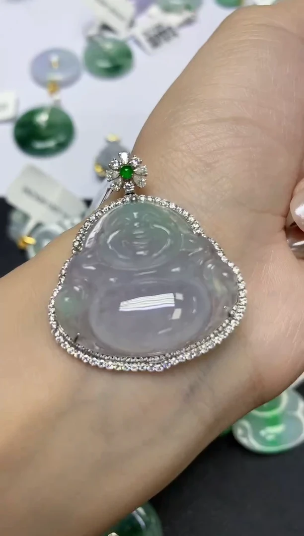 翡翠18K金镶嵌颈饰天然缅甸翡翠A货百元以上9元证书费自理