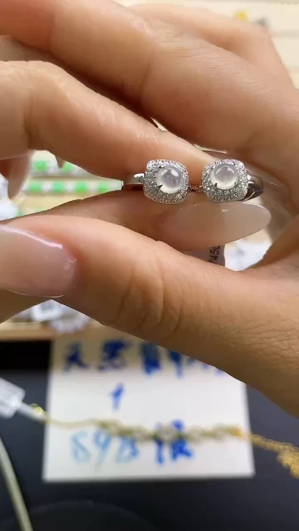 银S925镶嵌戒指翡翠翡翠 蛋面 银S925镶嵌