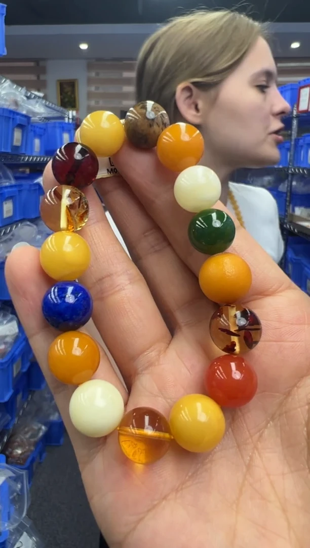 未镶嵌琥珀手链48秒拍号假一罚十