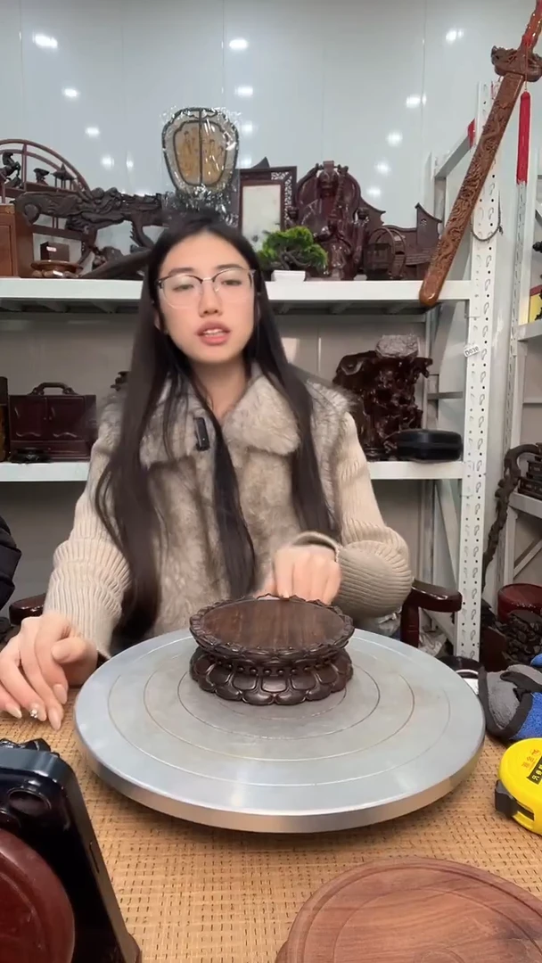 木黑檀木整木整雕莲花座