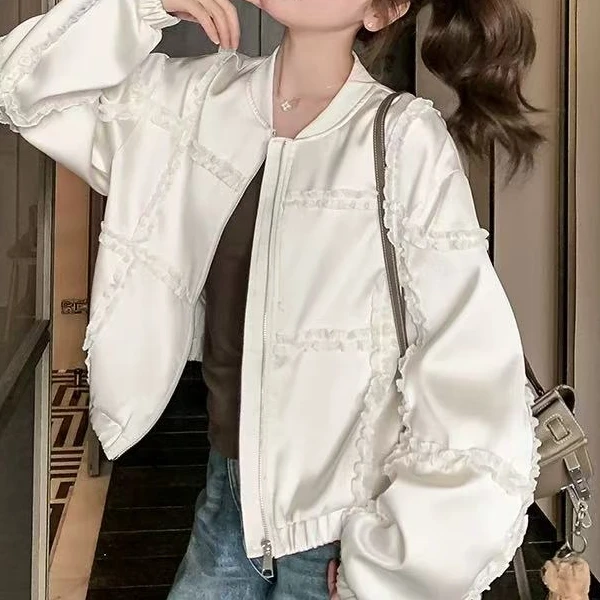 设计感花边棒球服外套