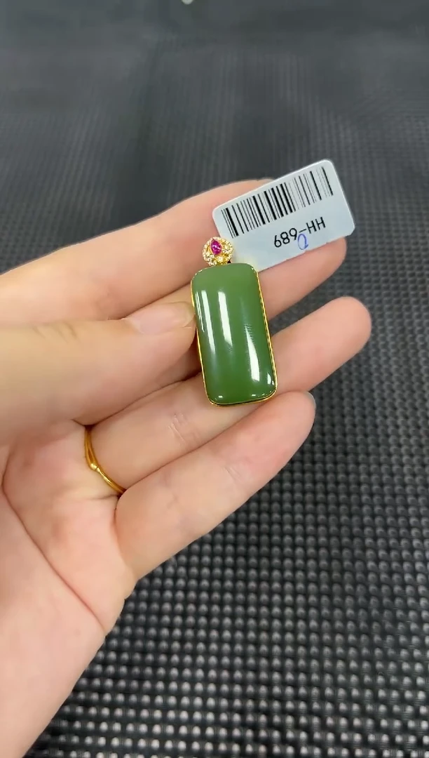 和田玉18K金镶嵌颈饰（多样性发一件）0689