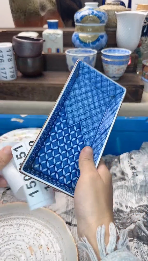 茶杯紫砂蓝***n147陶艺中古瓷器全场满18米包邮