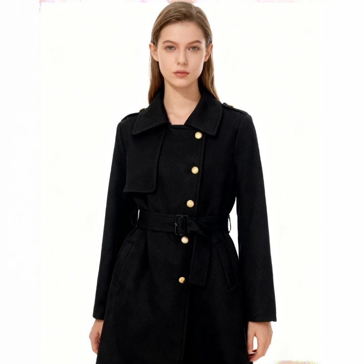 A140-144冬季收腰长款大衣时尚保暖经典款式109