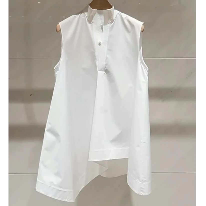 炸街独特漂亮小衫设计感白色无袖衬衫女装2025新款夏季轻奢高级感