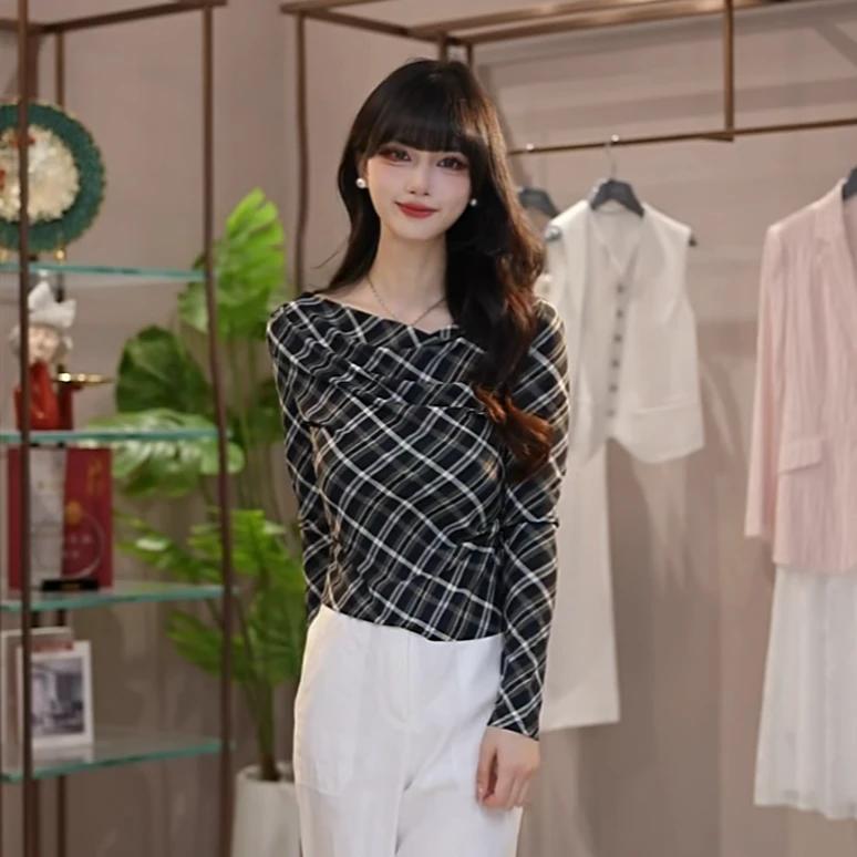 AMASS/阿玛施（两件套）25新款荡领多穿法长袖修身显瘦上衣5301086