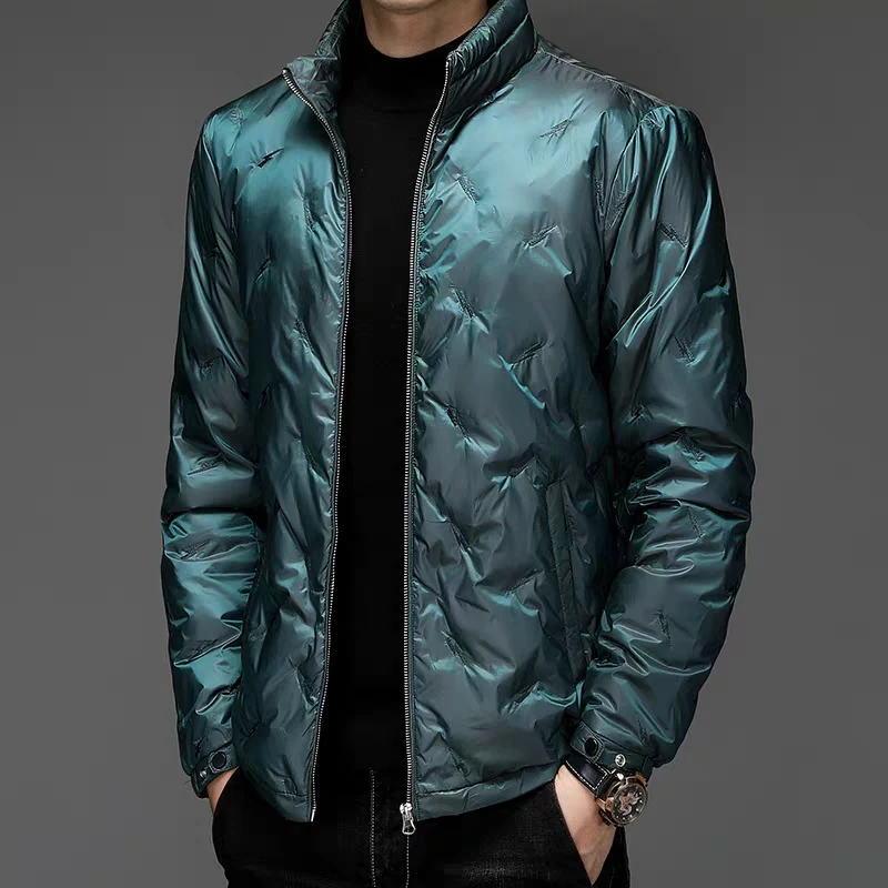 YKNZ 冬季立领轻薄款羽绒服男短款刺绣韩版外套潮流保暖男装0511