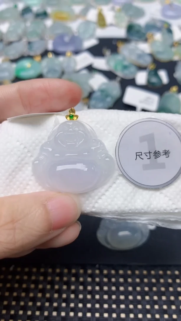 颈饰18K金镶嵌翡翠天然缅甸A货翡翠