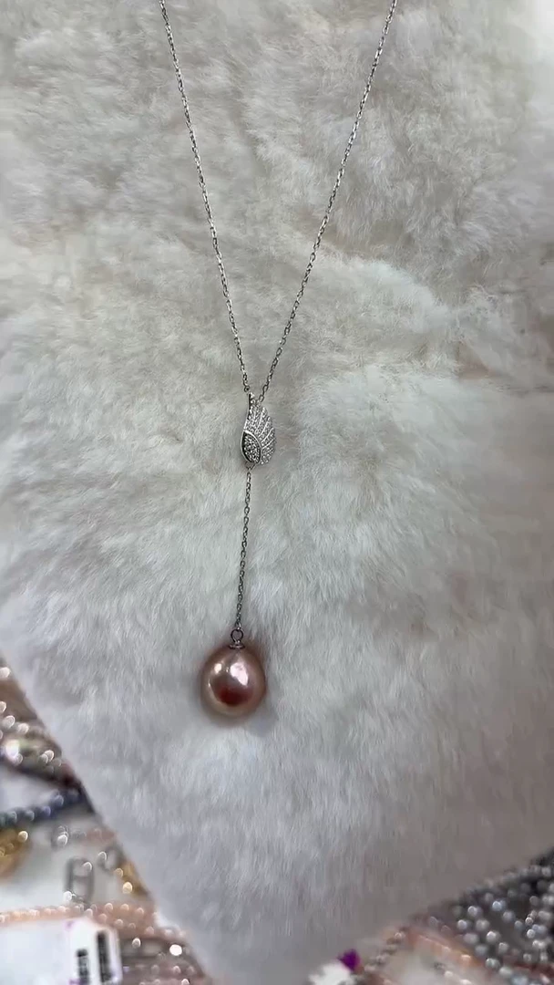 银S925镶嵌项链淡水珍珠23