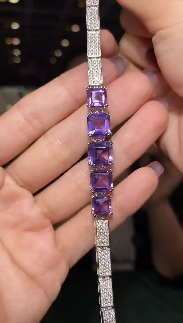 【闪购商品】紫晶手链银S925镶嵌007手链