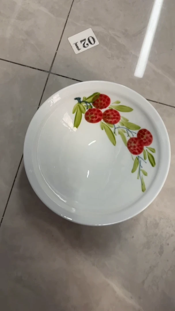 瓷片景德镇高温釉中彩-大斗笠碗荔枝