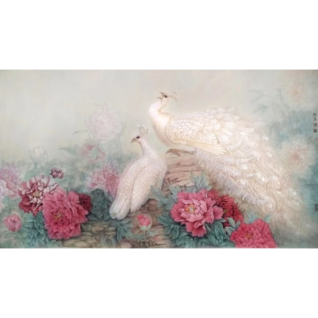 《白孔雀牡丹图》全套共23讲  陈松岩原创工笔