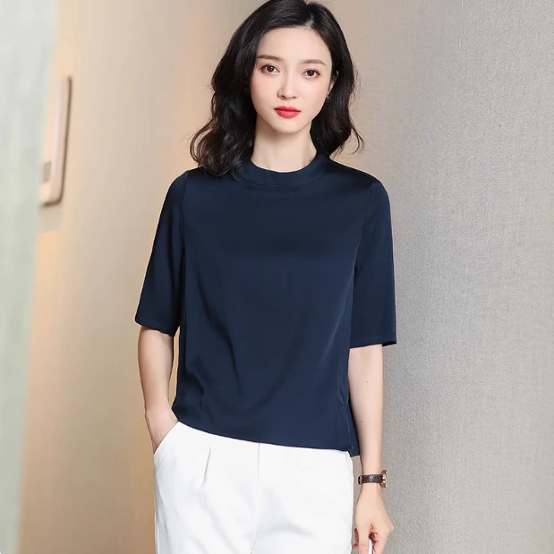 重磅真丝衬衫女2025夏新款半袖小衫气质桑蚕丝高端大牌五分袖上衣