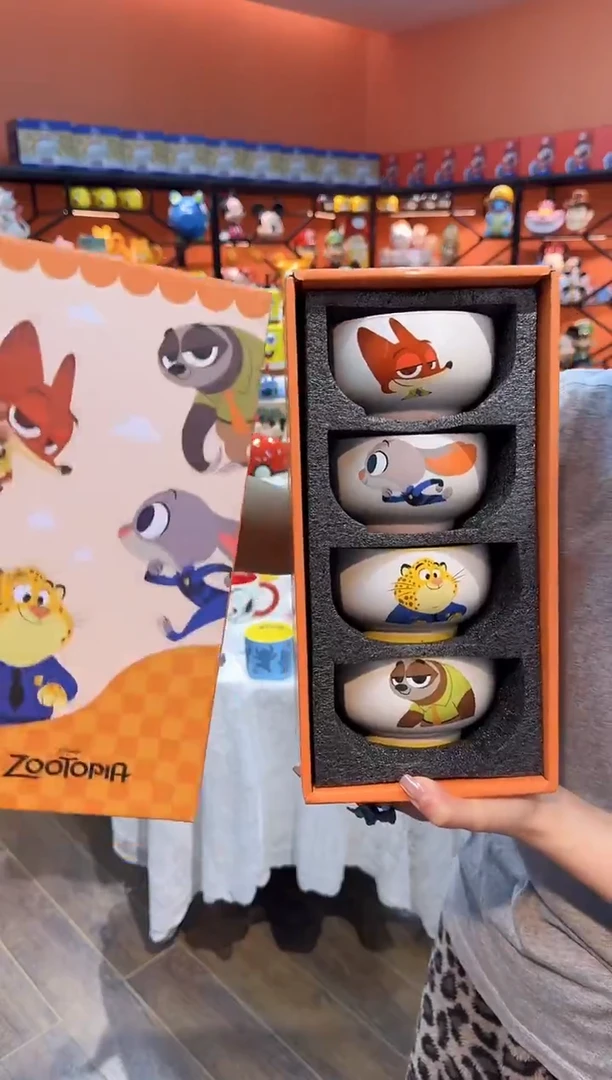 瓷片@@疯狂动物城4.5寸四碗礼盒装