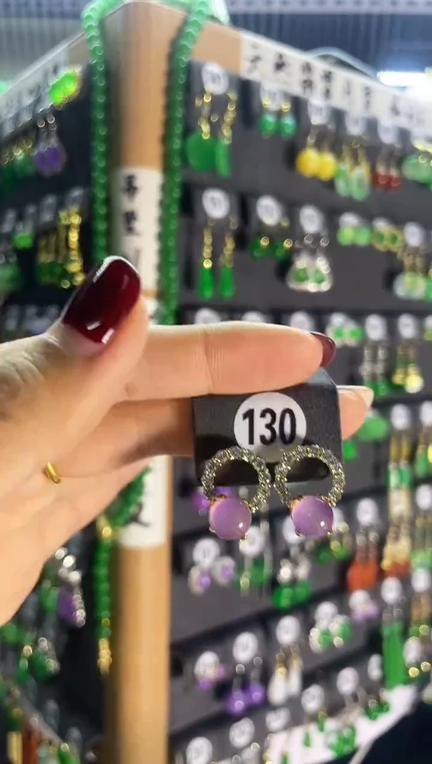 【闪购商品】翡翠耳饰银S925镶嵌130..