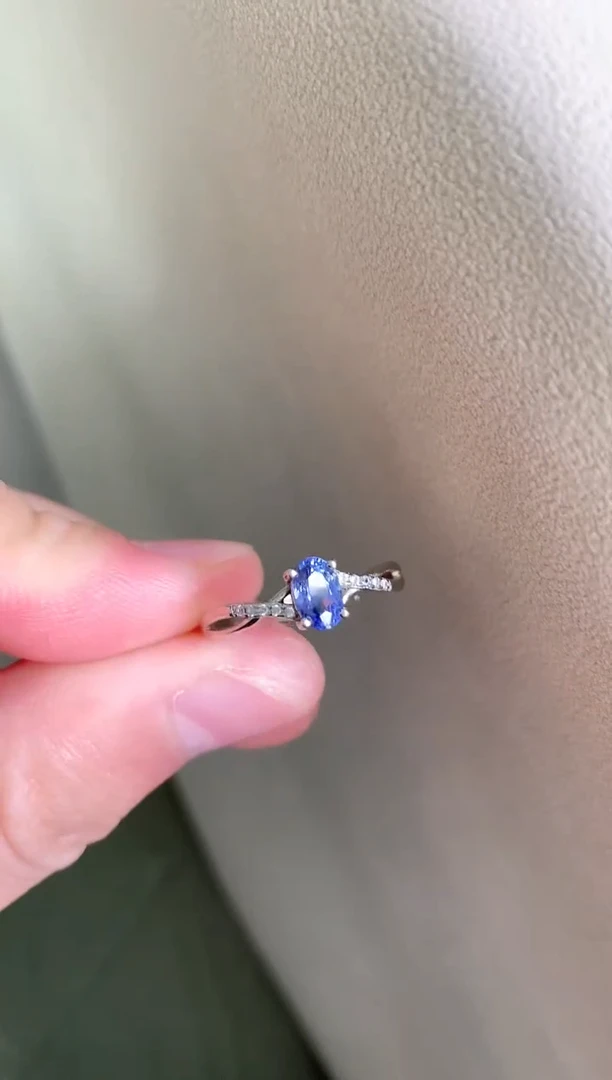 戒指蓝宝石银S925镶嵌戒指