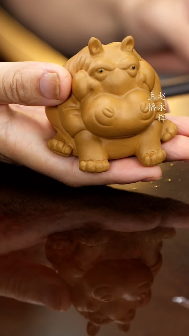 紫砂茶宠段泥小河马