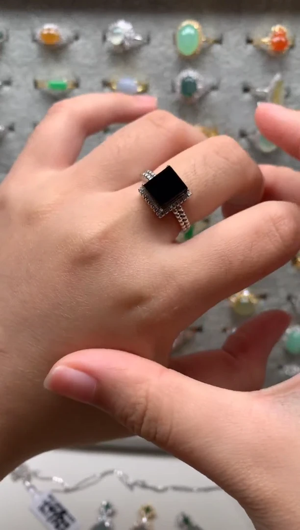 银S925镶嵌戒指翡翠2