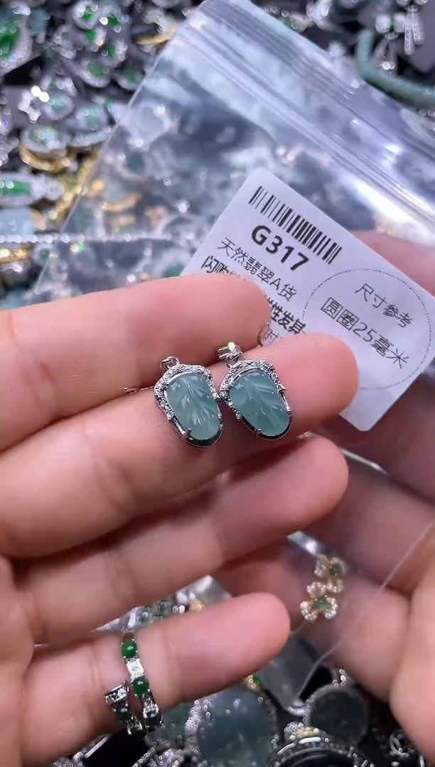 【闪购商品】翡翠颈饰未镶嵌G317耳钩