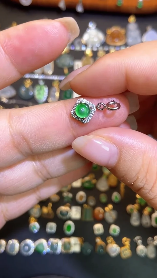 翡翠银S925镶嵌吊坠(不含链)1