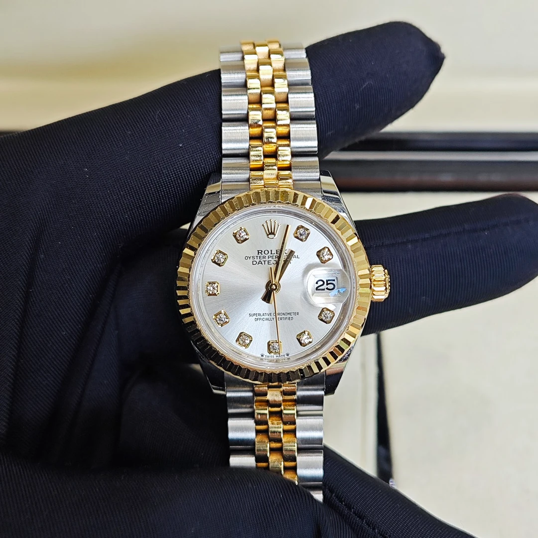 95新 Rolex/劳力士 24年女装日志系列279173银盘钻刻女士机械腕表