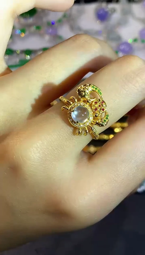 翡翠戒指18K金镶嵌SY0900多样性发其一