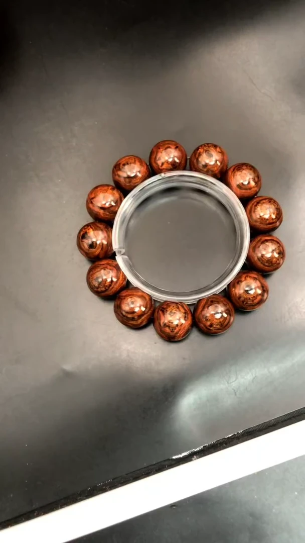 黄花梨/降香黄檀手串/手链木**林海黄野紫油1.8爆炸纹精串