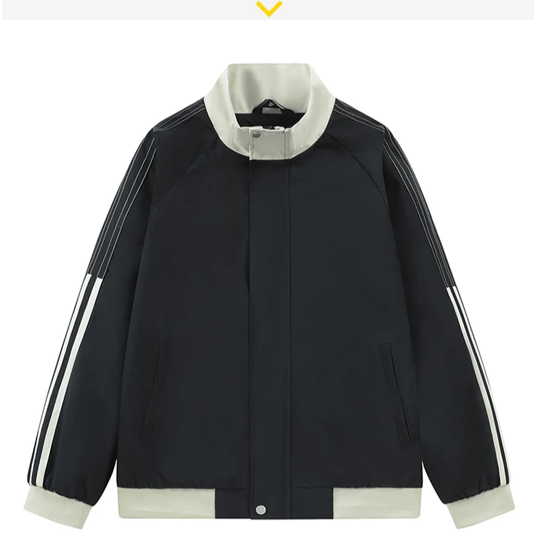 时尚拼接春季男装立领冬季保暖秋季百搭双面格纹工装夹克运动