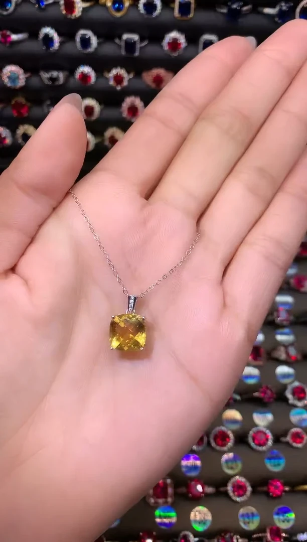 【闪购商品】水晶吊坠(赠链)银S925镶嵌1黄水晶