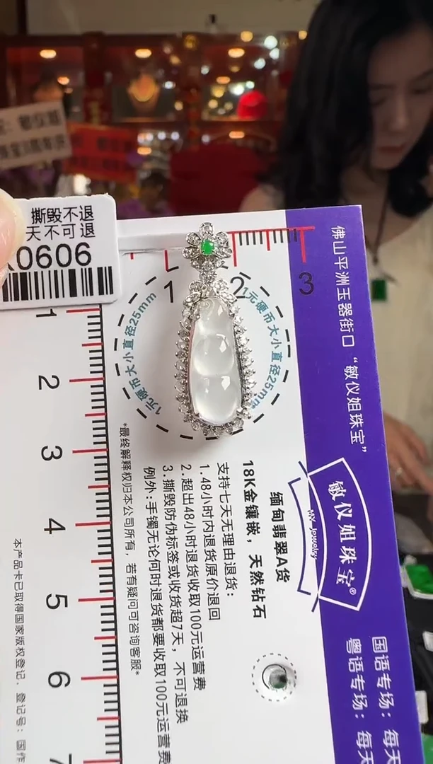 翡翠18K金镶嵌颈饰DK0606冰豆豆