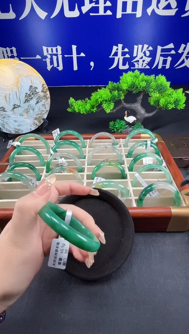 未镶嵌手镯石英质玉（非洲翠）圈口59