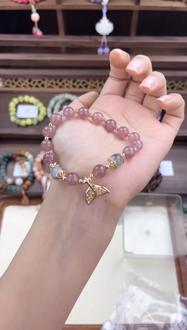 【闪购商品】水晶手链合金草莓晶晶单圈手串001