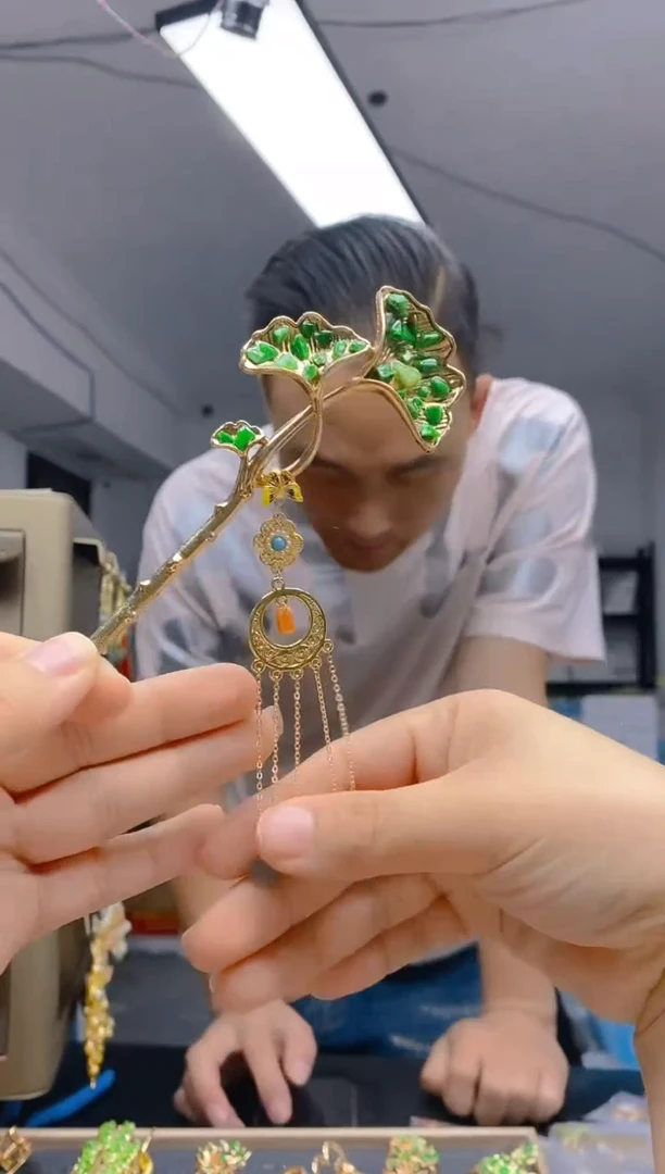 【闪购商品】翡翠耳饰合金167翡翠发簪