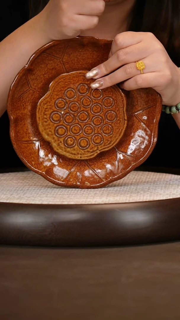 紫砂柴烧莲蓬壶承