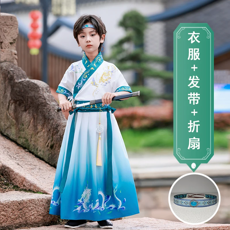 国风汉服男童春夏宝宝唐装幼儿园儿童古装中国风男孩周岁宝宝秋季