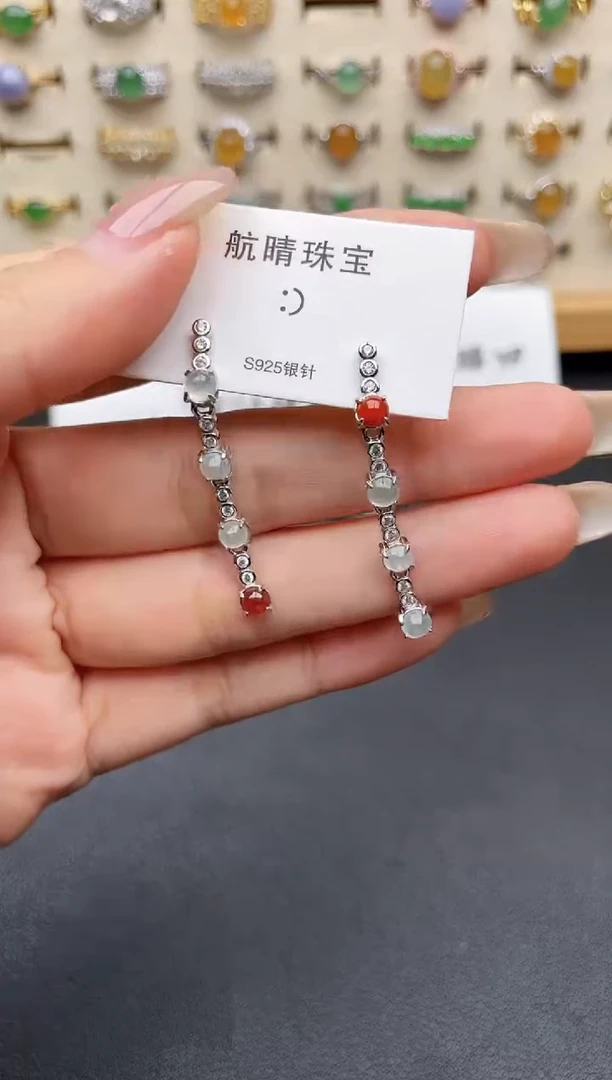 银S925镶嵌戒指翡翠一物一证一礼盒